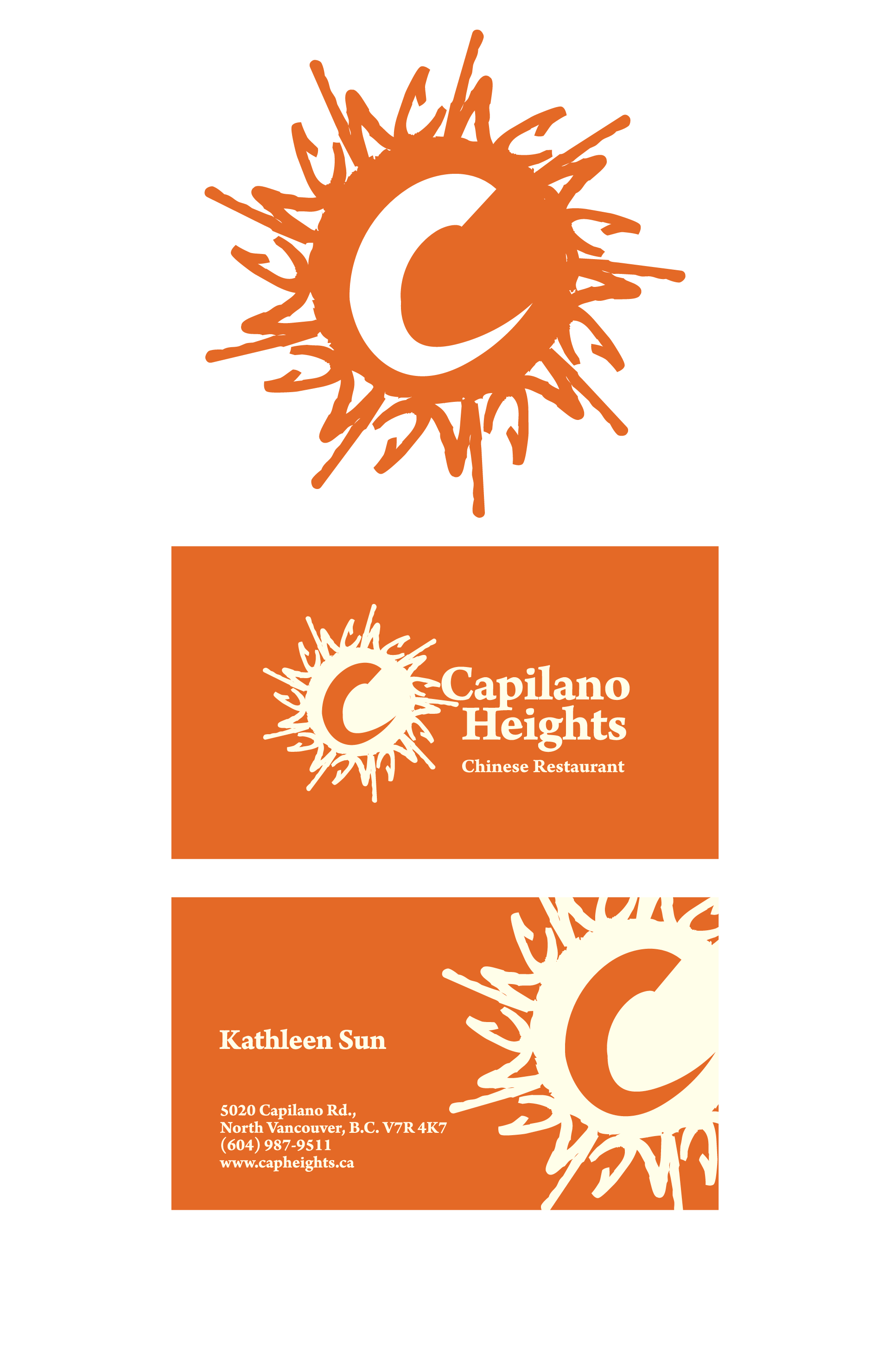 capilano height restaurant logo and business card design