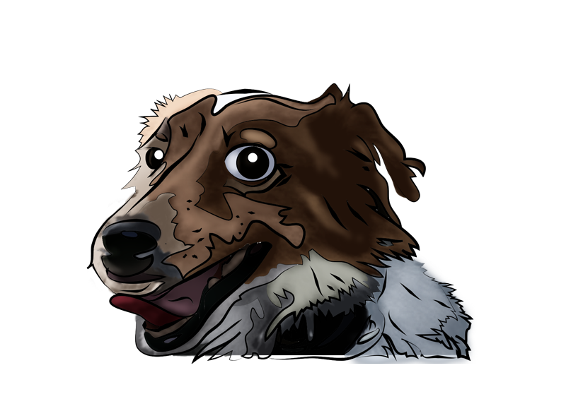 dog realistic comic style portrait illustration