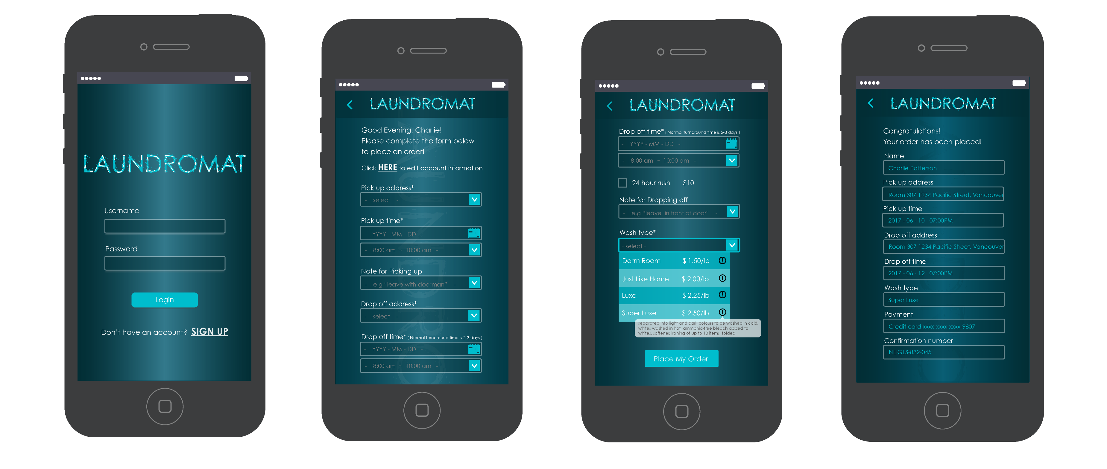 laundromat mobile app ui design